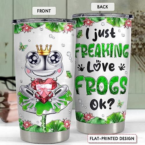 SANDJEST Frog Gifts for Women Girls Frog Tumbler 20oz Jewelry Drawings Stainless Steel Insulated Tumblers Coffee Travel Mug Cup Gift for Birthday Christmas - color: Frog