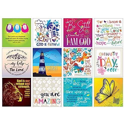 Christian Note Cards with Bible Verses, Set of 12, Blank with Envelopes - color: NT4