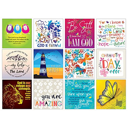 Christian Note Cards with Bible Verses, Set of 12, Blank with Envelopes - color: NT4