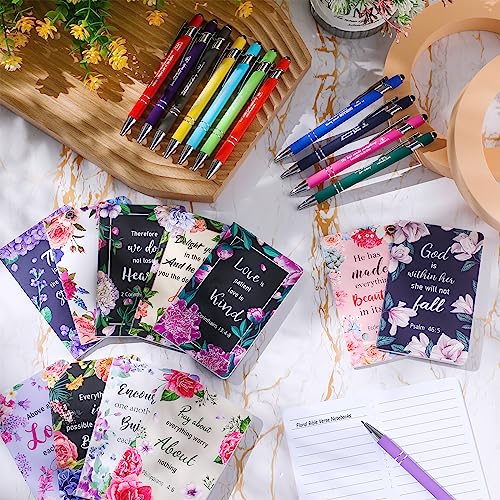 Faccito 48 Pcs Christian Bible Verse Notebooks with Pens Inspirational Notepads Scripture Ballpoint Pens Religious Easter Gifts Bulk for Women Church Gifts Basket Stuffers Supplies(Floral Style)