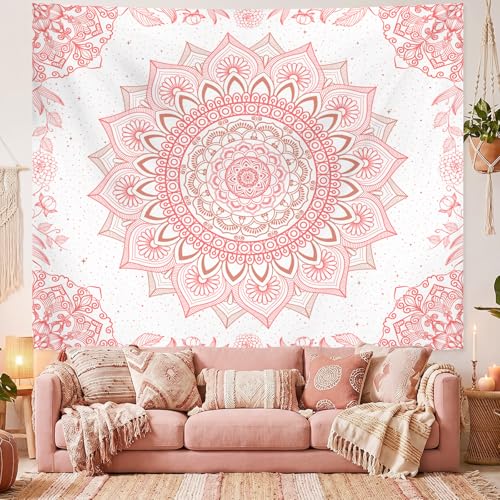 Apdidl Pink Boho Wall Tapestry for Bedroom,Mandala Bohemian Tapestries Girl - color: Boho Pink Tapestry, size: 60"L x 51"W