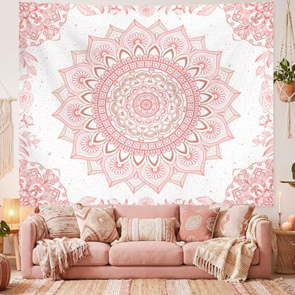 Apdidl Pink Boho Wall Tapestry for Bedroom,Mandala Bohemian Tapestries Girl - color: Boho Pink Tapestry, size: 60"L x 51"W