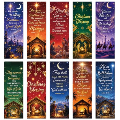 Wxiben 200 Pcs Christmas Nativity Bookmarks Jesus Christian Book Mark - color: Christmas Nativity