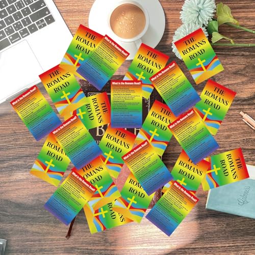 240pcs Gospel Tracts Roman Road Salvation Religious Christian Tract Serenity Catholic Prayer Pocket Jesus Bible Verse Cards for Evangelism Church Easter (Romans Road 3)