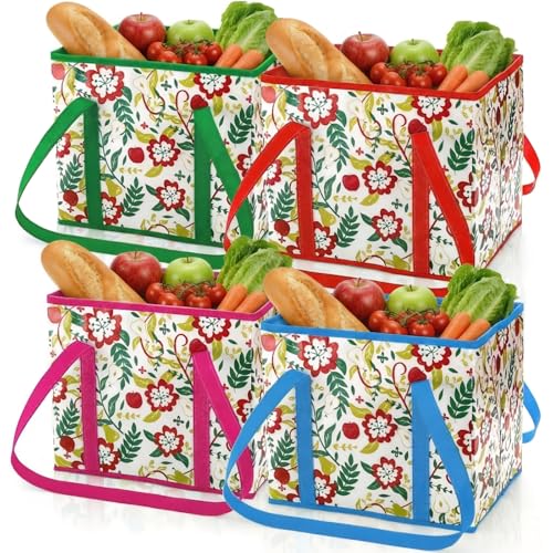 4 Pack Reusable Grocery Bags, Large Heavy-Duty Shopping Tote
