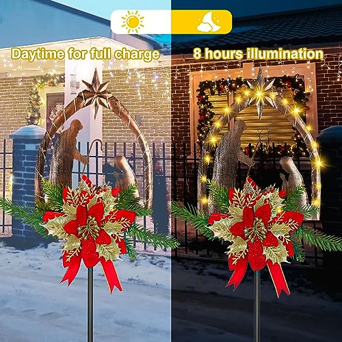 Moukeren 2 Pcs 3.5ft Nativity Scene Outdoor Light up Yard Stakes, Rustic - style: Rustic