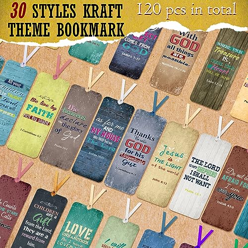 Chinco 120 Pack Father's Day Christian Bookmarks for Men Inspirational Scripture Christian Book Markers Gifts for Women Bulk Retro Page Clips Presents for School Office Supplies - style: Vivid Retro Style