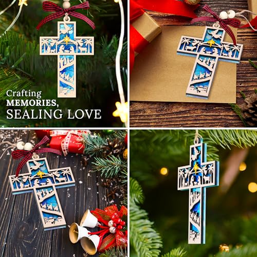 HEXMOZ Nativity Cross Ornament for Christmas Tree - Christian Ornaments - color: Religious Home