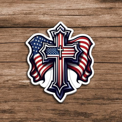 American Flag Cross Sticker 5 Inch – Christian Patriotic Vinyl Decal Waterproof USA Faith Jesus Religious Sticker for Car Truck Laptop Window Bumper - color: 05