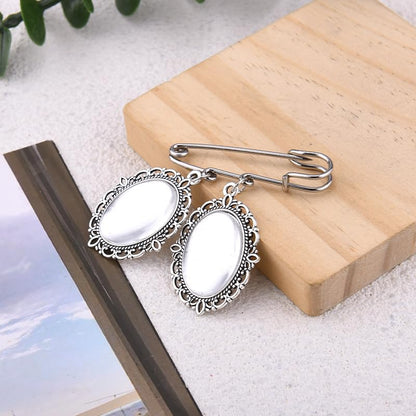 Wedding Double Picture Frame Brooch for Bride Grooms Boutonniece Pin for Wedding Bouquet - color: A