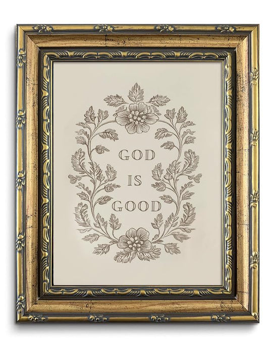 Vintage Christian Wall Art Bible Verse God Is Good Canvas Art Wall Decor - color: Floral Wreath, size: 9x11in