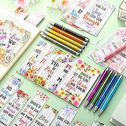 Sinmoe 120 Pcs Bible Christian Scripture Bookmarks Pens Notebooks Bulk