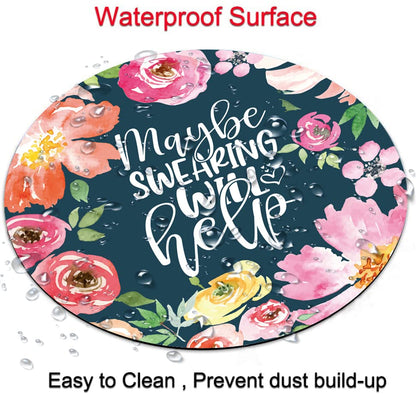 Funny Wording Maybe Swearing Will Help Mouse Pad, Watercolor Floral Mouse Pad, Office Supplies… - color: Maybe Swearing Will Help