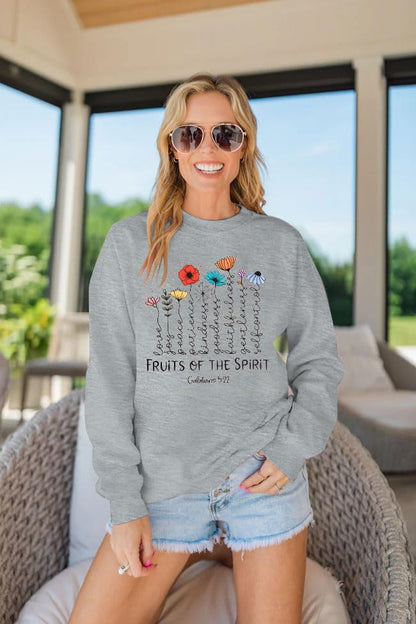KIDDAD Christian Sweatshirts for Women Jesus Sweatshirt Bible Verse Sweatshirt Fruits of the Spirit Long Sleeve Pullover - color: Grey, size: Medium