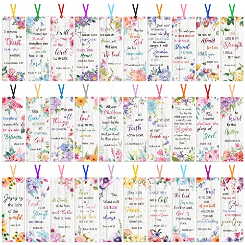 Chinco 120 Pack Bible Verse Bookmarks Inspirational Scripture Christian Book Markers Religious Motivational Encouragement Flower Page Clips Presents for Women Office Supplies - style: Elegant Style