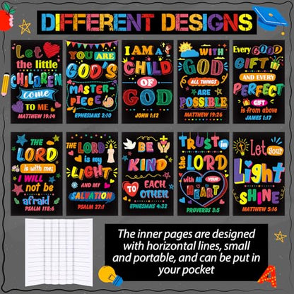 Moinchore 200 Pcs Christian Gift for Women Christian Accessories Include 50 Bible Verses Notebook 50 Church Bookmark 50 Ballpoint Pen Organza Bag Gift for Christmas Church Motivational (Bright) - style: Bright