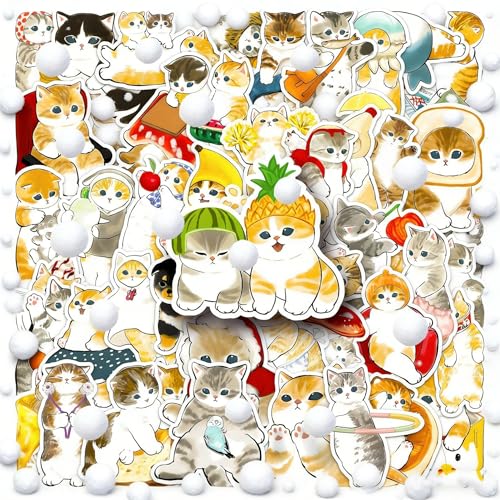 DothRayan Cat Stickers, 100 Pcs Cute Cat Waterproof Vinyl Stickers for Water Bottle, Laptop, Phone Stickers for Kids Teens Girls Adults - color: Cat a
