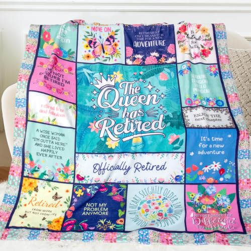 Retirement Gifts for Women, Retirement Blanket for Women 60"X50" - color: Green-retired