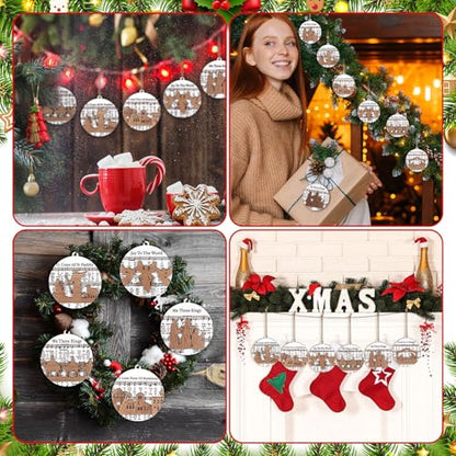Shellwei 24 Pcs Christmas Ornament Bulk Wooden Nativity Scene Music Sheet - style: Delicate