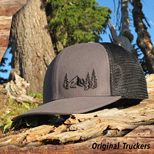 Grace Folly Trucker Hat for Men or Women- Many Cool Designs - color: Mountain- Gray