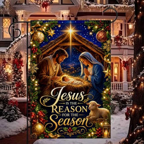 IVN Holy Family Nativity Christmas Garden Flag 12x18 Inch Double Sided - color: Holy Family Nativity