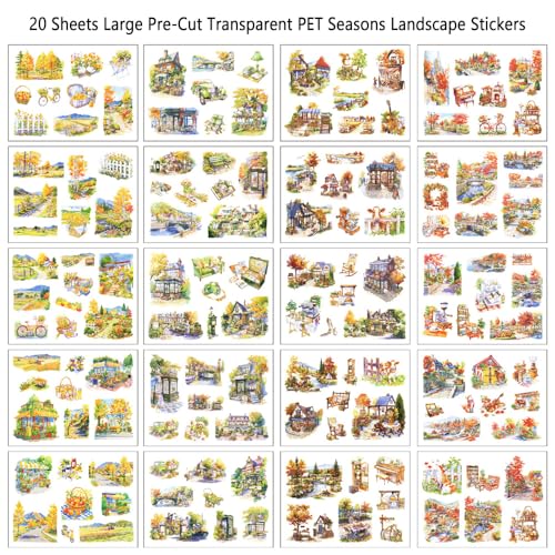 Autumn Landscape PET Sticker Book, Diecut Stickers for Journaling - color: A Thin Book of Light