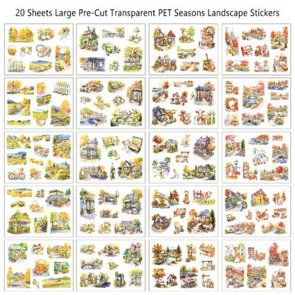 Autumn Landscape PET Sticker Book, Diecut Stickers for Journaling - color: A Thin Book of Light