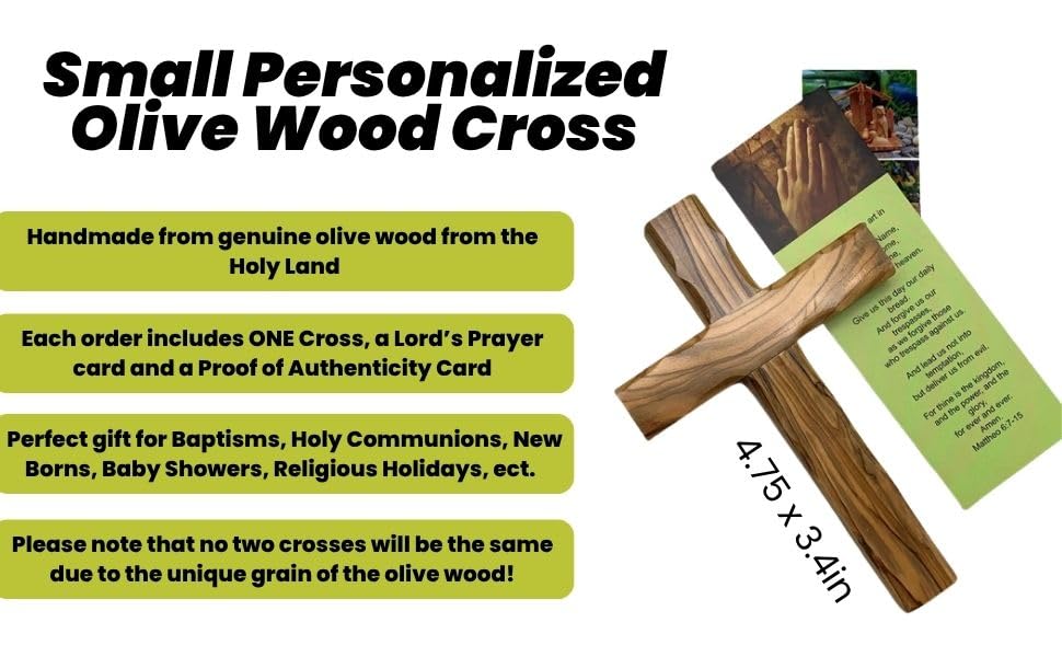 iHoly Land Crafts Olive Wood Wall Cross, Handmade in Bethlehem, 4.75x3.4in - size: 4.7"L x 3.4"W