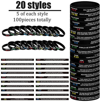 Sinmoe 100 Pcs Bible Verse Bracelets Bulk Religious Silicone Wristbands