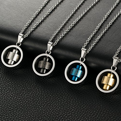 Stainless Steel Bible Verse Christian Lord's Prayer Cross Spinner Charm Pendant Necklace for Men - color: Gold