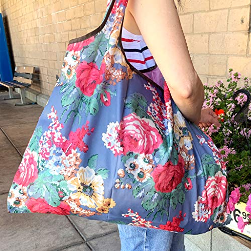 allydrew Large Foldable Tote Nylon Reusable Grocery Bags, Blue Whales - color: Blue Whales
