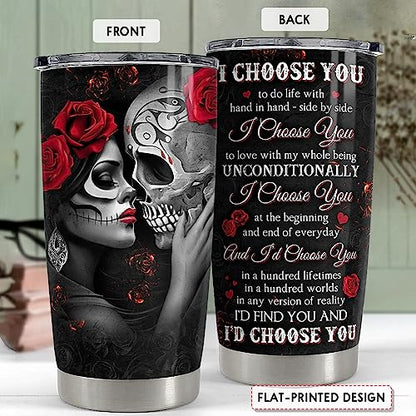SANDJEST Couple Tumbler 20oz Gifts for Wife Husband Skull Couples Stainless Steel Tumblers Coffee Travel Mug Cup Romantic Gift for Valentine Birthday Anniversary Christmas - color: Couple
