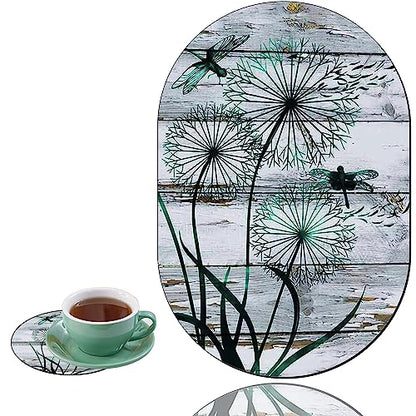 Desktop Computer Games Non-Slip Mouse Pad and Coaster Combination, Personality Mouse Pad Beautiful Pattern, Waterproof Mouse Pad, Suitable for Office and Home Mouse Pad, Dandelion Dragonfly - color: Dandelion Dragonfly