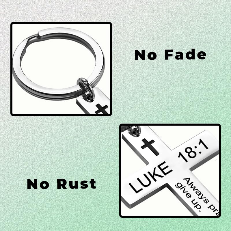 YALLNASL Christian Christmas Birthday Gifts for Daughter Son Inspirational Gifts for Women Men Christian Cross Keychains - color: Luke 18:1