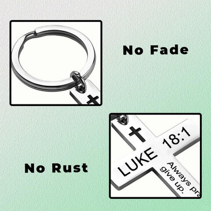 YALLNASL Christian Christmas Birthday Gifts for Daughter Son Inspirational Gifts for Women Men Christian Cross Keychains - color: Luke 18:1