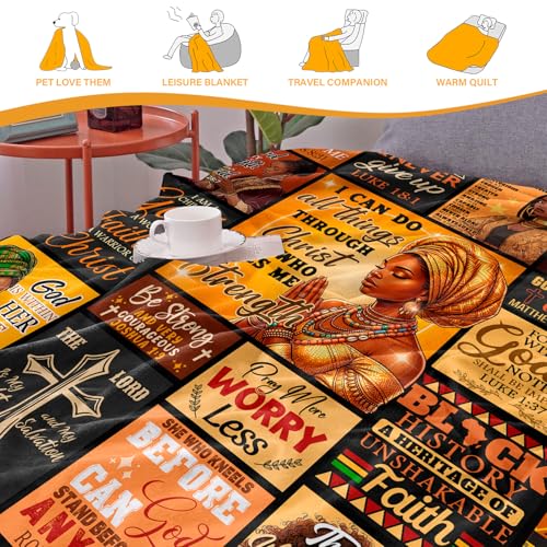 Christian Gifts for Women, African American Christian Blanket 60"x50" - color: Christian Gifts, size: 60"x50"