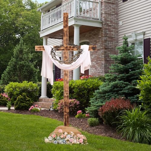Lineshading Extra Large Christmas Wood Cross Standing Cross, 71 Inch - size: 70.9"L x 34.7"W