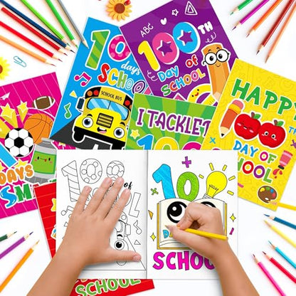 ANGOLIO Back to School Coloring Books, 24Pcs Drawing Sheets for Students - style: 100 Days of School