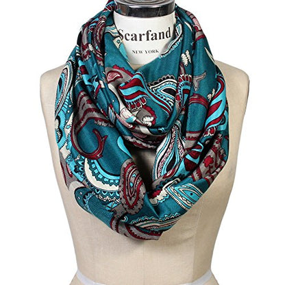 Scarf& Scarfand's Vibrant Colored Artistic Painting & Graphic Print Infinity Fashion - color: Paisley Teal