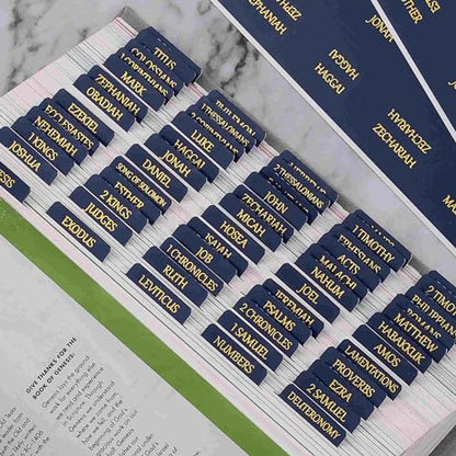 Laminated Bible Tabs, Reposition Large Print Stickers, Easy to Read and Apply Bible Tabs for Women and Man (Blue Gold Foil) - color: Blue Gold Foil