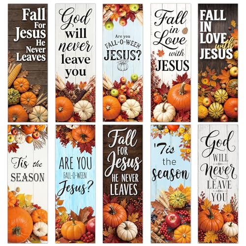 Fall Christian Bookmarks Gifts - 200 Pcs Autumn Pumpkin Bookmark Paper Scripture Maple Leaf Religious Page Book Marks Church Gift for Women Men Thanksgiving Book Lovers Reading Party Supplies - color: Autumn Christian