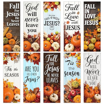 Fall Christian Bookmarks Gifts - 200 Pcs Autumn Pumpkin Bookmark Paper Scripture Maple Leaf Religious Page Book Marks Church Gift for Women Men Thanksgiving Book Lovers Reading Party Supplies - color: Autumn Christian