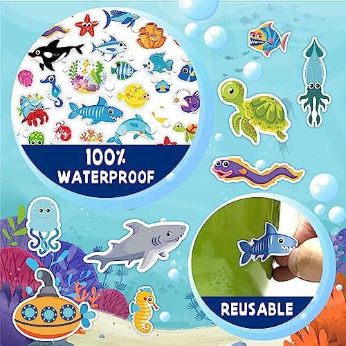 LINAYE 1480PCS Ocean Stickers for Kids, 24 Sheets, Vinyl, Waterproof Under The Sea Fish Animal Stickers for Ocean Sea Party Favors, Scrapbooking, Water Bottles - style: Ocean 24 Sheets