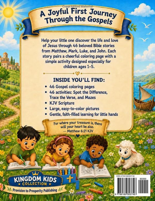 My First Bible Coloring Book: The Gospels: 46 Bible Stories, Coloring Pages, and Activities for Christian Kids Ages 1-5 (Kingdom Kids Collection)