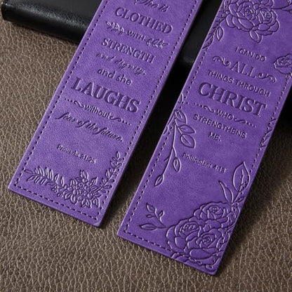 2 Pcs Christian Leather Bookmarks for Women, Purple Christian Gifts for Women Book Marks for Reading Women (Purple) - style: Purple