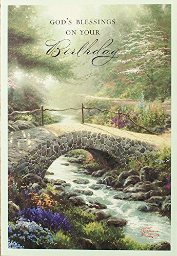 DaySring - God's Blessings on Your Birthday - Thomas Kinkade Painter of Light - 4 Design Assortment With Sciprutre - 12 Birthday Boxed Cards & Envelopes (86068)