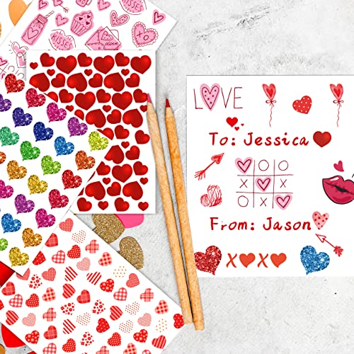 LINAYE Valentines Stickers for Kids - 400PCS Cute Valentines Love Stickers for Cards Envelopes Craft Scrapbooking Valentine Day Party Favors Supplies for Girls Boys - style: Heart 18 Sheets