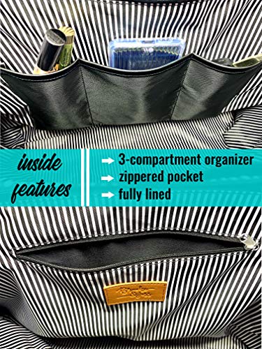 Brooke & Jess Designs Church Bags for Women - Bible Tote Bags for Women, Large Tote Bag for Womens with Zipper - color: Teal Tessa Faith Can Move Mountains