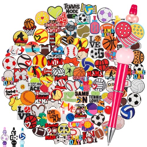 Tondiamo 100 Pcs Sports Silicone Focal Beads for Pens Bulk - style: Sports