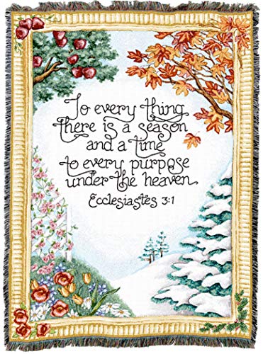 Pure Country Weavers There is A Season Blanket by Yvonne Symank - Scriptures - Ecclesiastes 3:1 - Religious Gift Tapestry Throw Woven from Cotton - Made in the USA (72x54) - color: Ecclesiastes 3:1, size: 72" x 54"